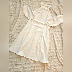 Peek A Boo Shoulder A-line White Dress